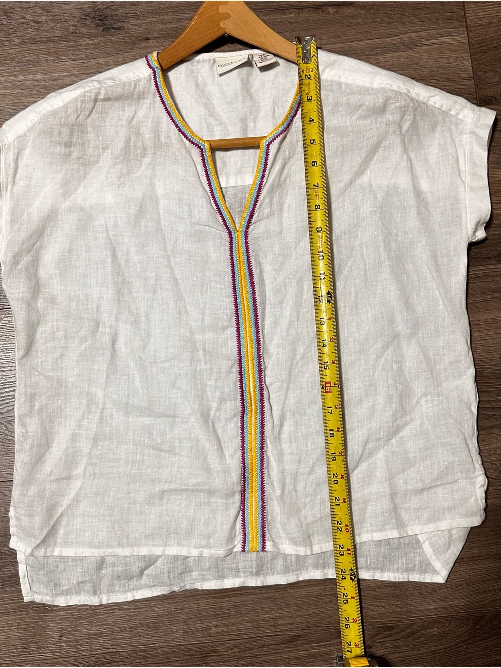 Rachel Zoe White LINEN Top V-Notch Neckline - Picture 5 of 7
